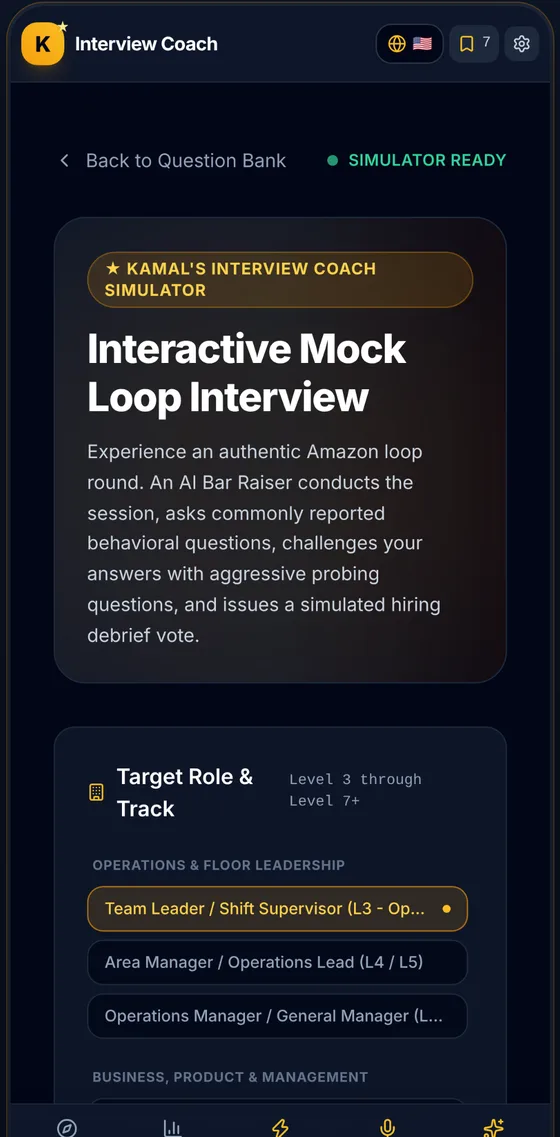 Mock interview set-up for role and level